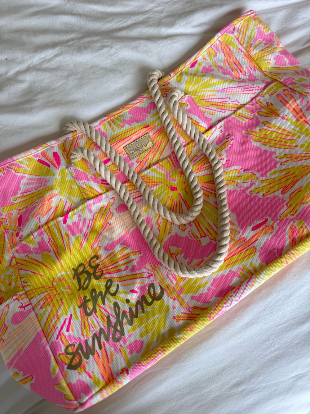 Lilly Pulitzer Pink & Yellow Sunshine Rope-Handle Tote